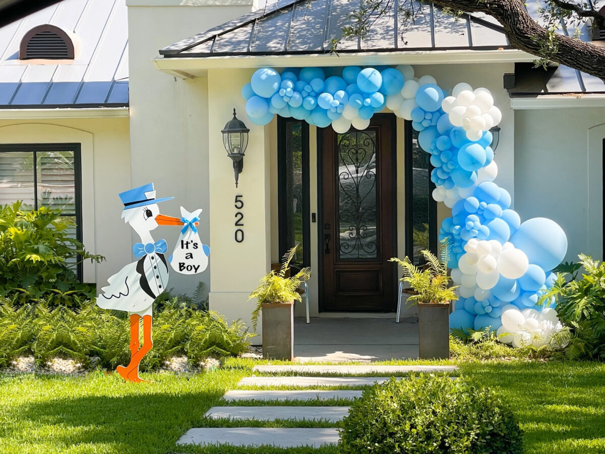 Blue Baby Shower Sign, Birth Announcement Yard Stork Sign in Evansville, Boonville, Henderson, Mount Vernon & More