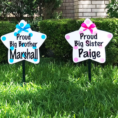 Sibling Star Signs, Birth Announcement Yard Stork Sign in Evansville, Boonville, Henderson, Mount Vernon & More