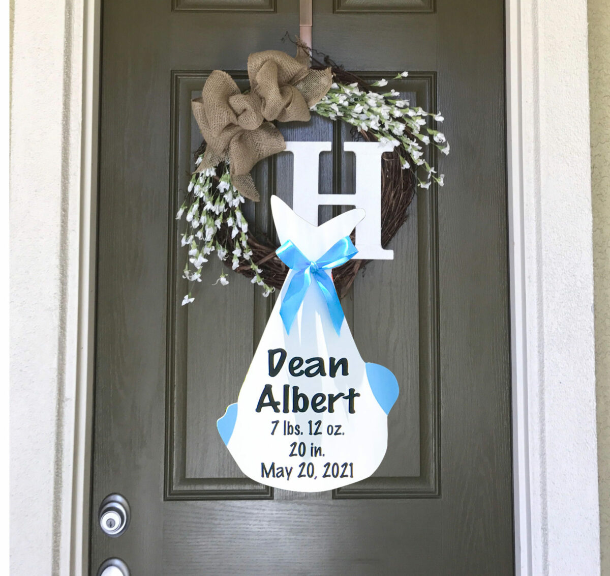 Just the Bundle as a Door Hanger, Birth Announcement Yard Stork Sign in Evansville, Boonville, Henderson, Mount Vernon & More